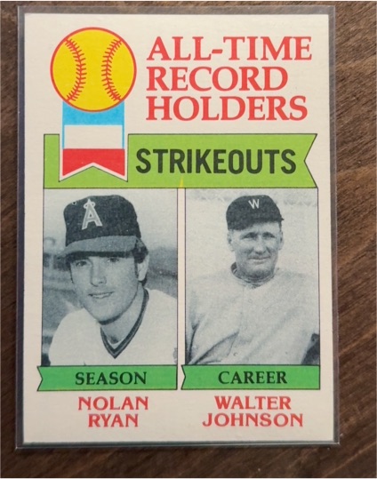 1972 Topps #400 Nolan Ryan / Walter Johnson All-Time Record Holders Strikeouts — front