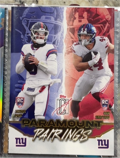 2021 Topps NFL ICON Paramount Pairings Daniel Jones & Cade Custos — front