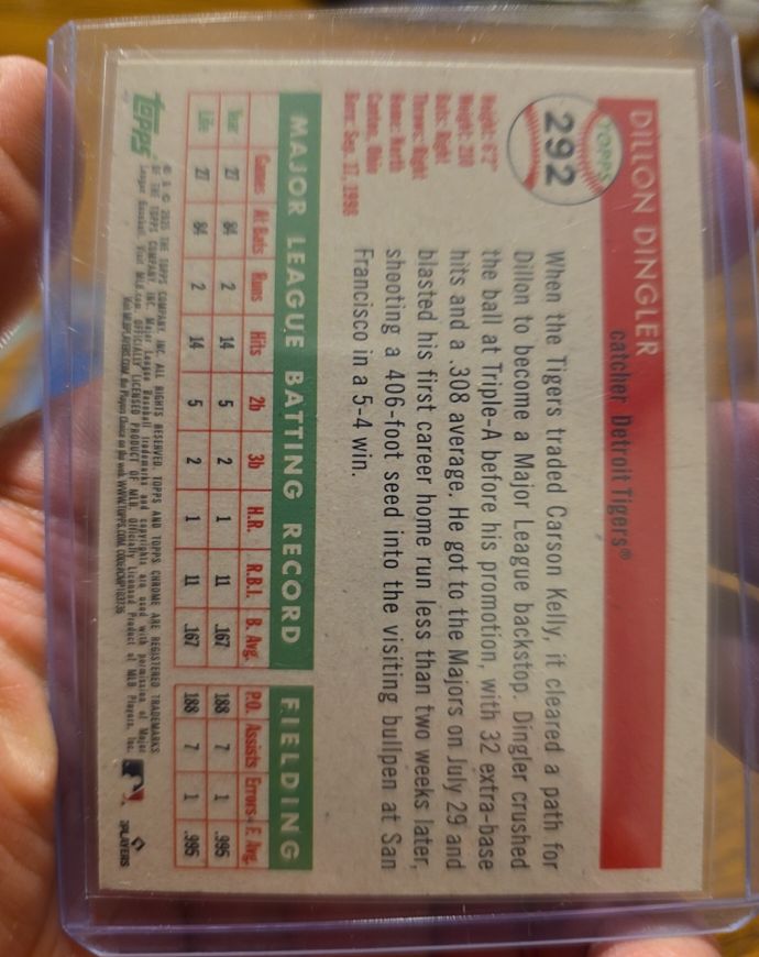 2022 Topps #292 Dillon Dingler — front