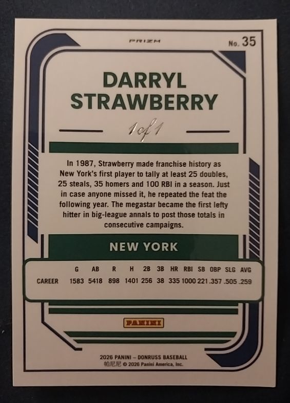 2026 Panini Donruss #35 Darryl Strawberry — front