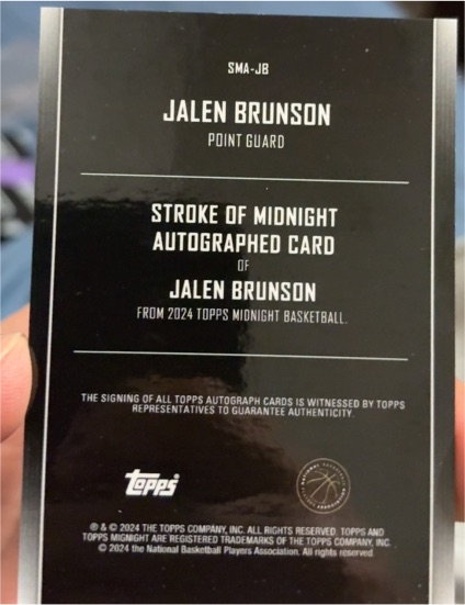 2024 Topps Midnight Basketball Stroke of Midnight Autographed Card Jalen Brunson — front