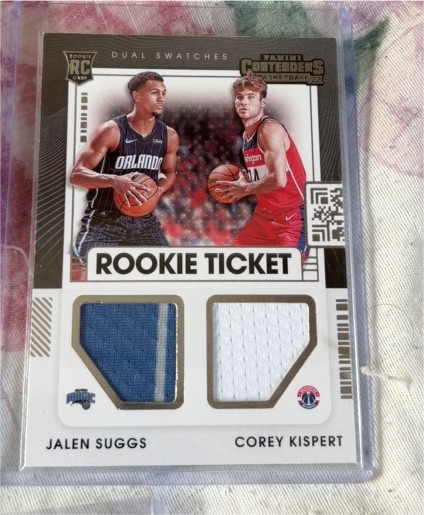 2021 Panini Contenders Basketball Rookie Ticket Dual Swatches Jalen Suggs Corey Kispert — front