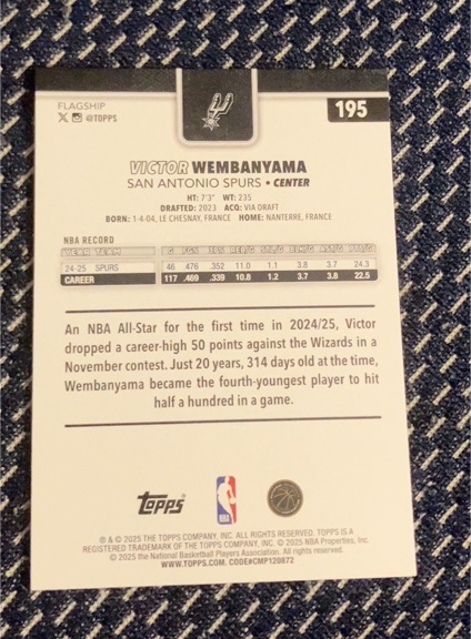 2024 Topps #195 Victor Wembanyama — front