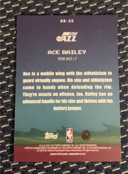 2025 Topps #8B-35 Ace Bailey — front