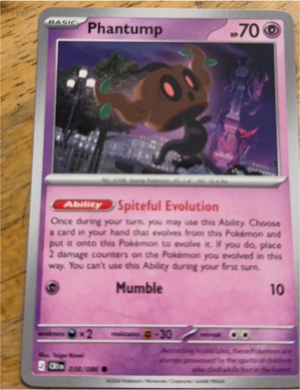 2016 Pokémon #038 Phantump — front
