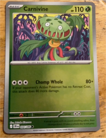 2016 Pokémon XY Evolutions #34 Carnivine — front