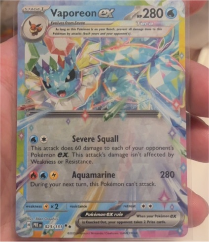 2013 Pokémon Black & White Plasma Freeze #023 Vaporeon ex — front