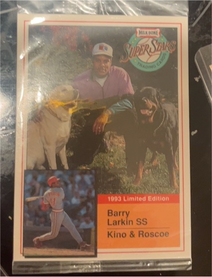 1993 Milk Bone Super Stars Limited Edition Barry Larkin SS Kino & Roscoe — front