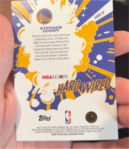 2026 Topps NBA Hoops Hard Wired #HW-9 Stephen Curry — front