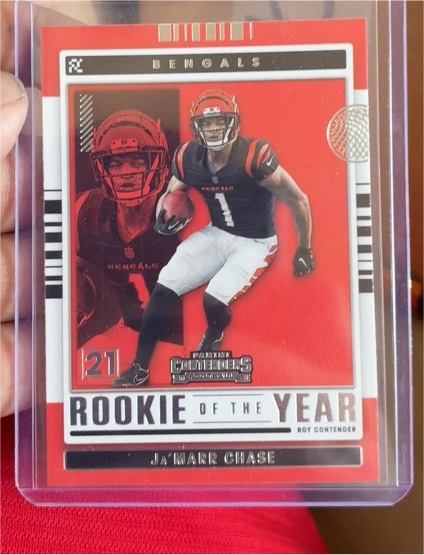 2021 Panini Contenders #21 Ja'Marr Chase Rookie of the Year — front