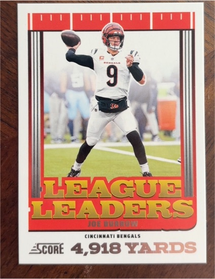 2022 Score League Leaders Joe Burrow — front