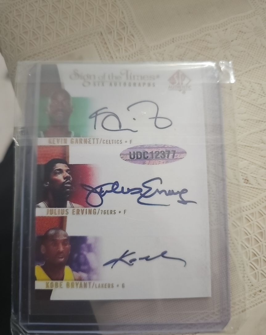 2003 SP Authentic Sign of the Times Six Autographs Kevin Garnett Julius Erving Kobe Bryant — front