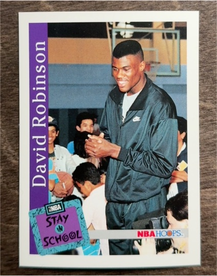 1990 NBA Hoops #ST1 David Robinson Stay in School — front