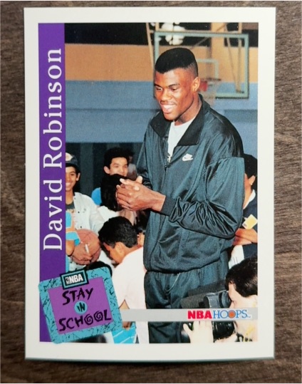 1990 NBA Hoops Stay In School #ST1 David Robinson — front