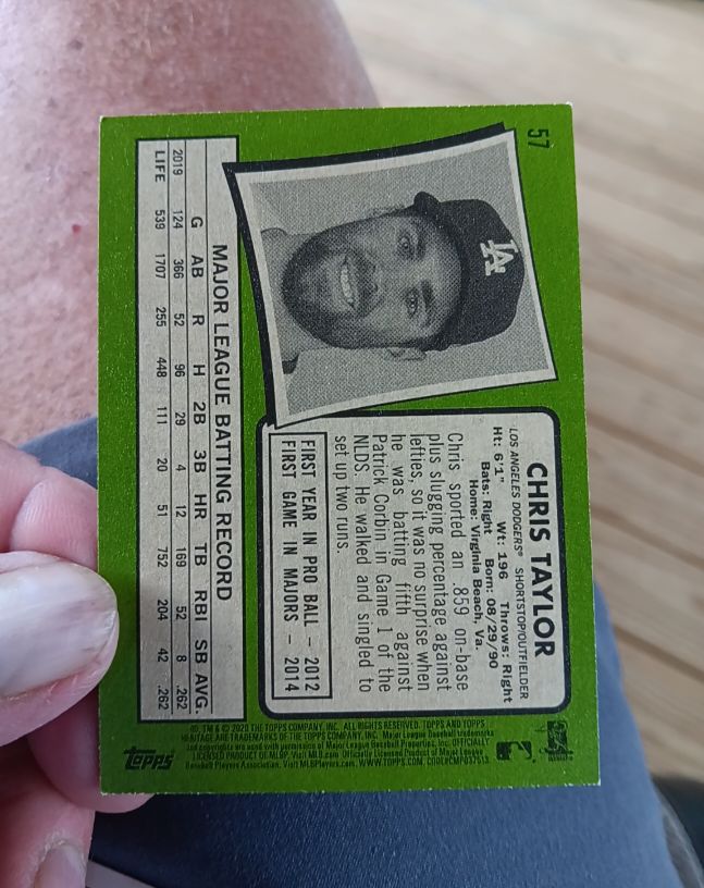 2020 Topps Heritage #57 Chris Taylor — front