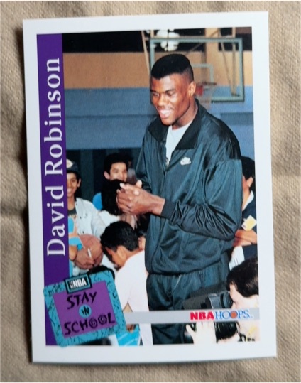 1990 NBA Hoops #256 David Robinson Stay In School — front