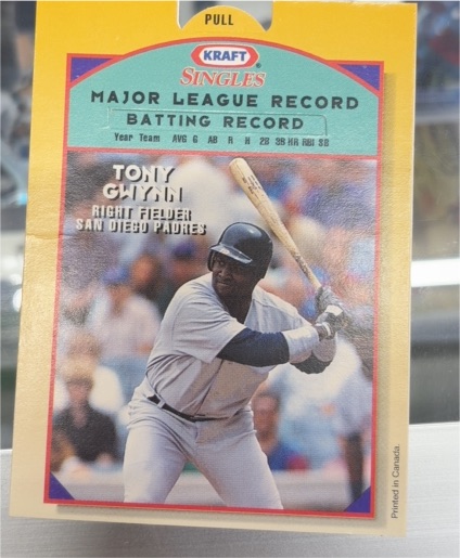 1990 Kraft Singles Major League Record Tony Gwynn — front