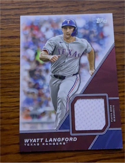 2023 Topps Wyatt Langford Texas Rangers Relic Card — front