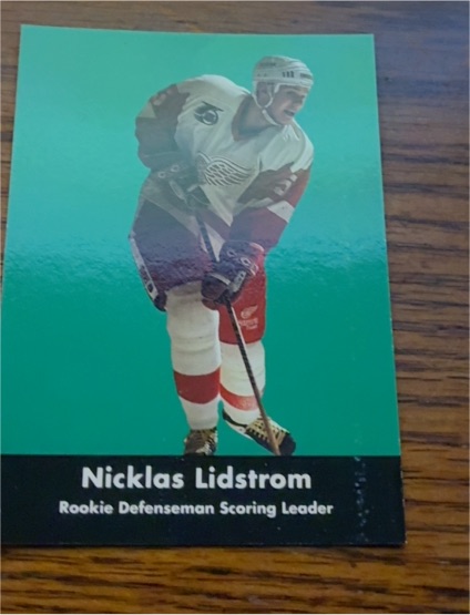 1991 Upper Deck Nicklas Lidstrom Rookie Defenseman Scoring Leader — front