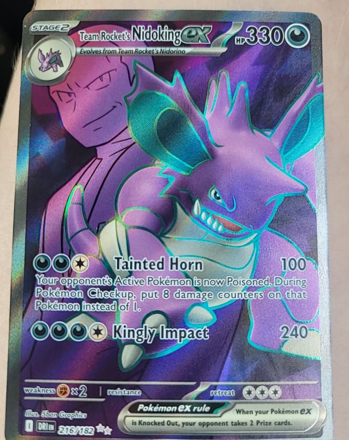2018 Pokémon Sun & Moon Team Up #216 Team Rocket's Nidoking GX — front