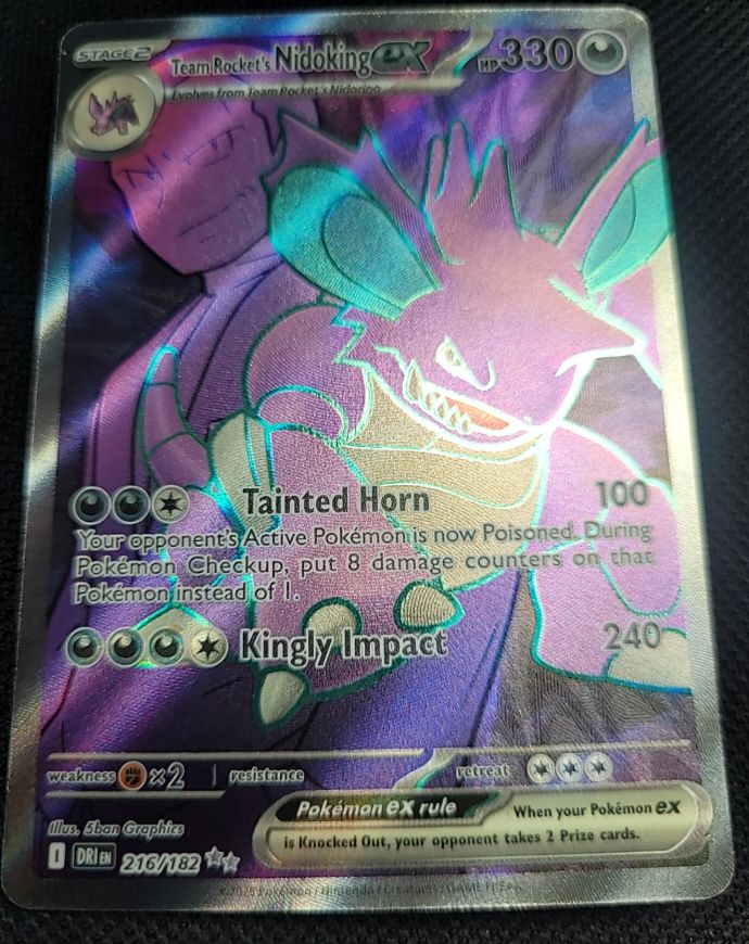 2012 Pokémon Black & White Plasma Storm #216 Team Rocket's Nidoking EX — front