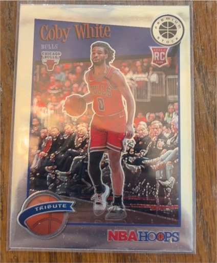 2019 NBA Hoops Premium Stock Tribute #Coby White Rookie Card — front