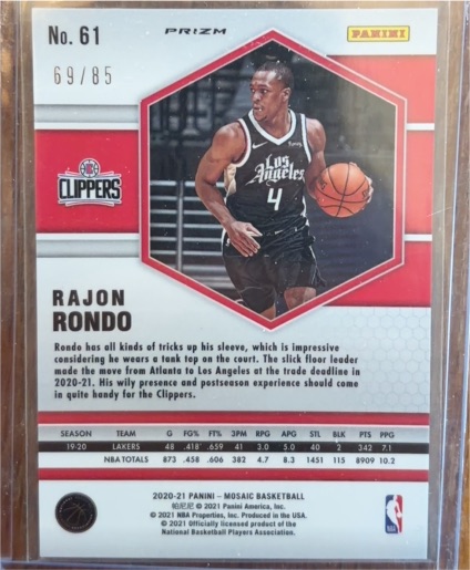2020-21 Panini Mosaic #61 Rajon Rondo — front