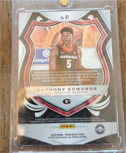 2020 Panini Prizm Draft Picks #81 Anthony Edwards — front