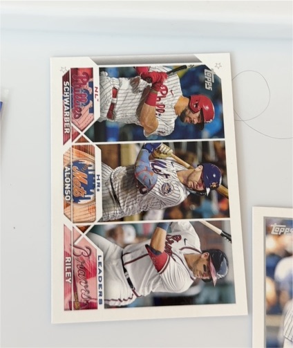 2023 Topps Bryce Harper / Pete Alonso / Austin Riley Leaders Insert — front
