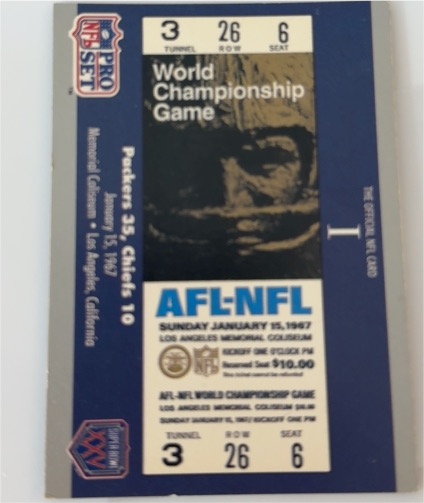 1990 Pro Set #1 AFL-NFL World Championship Game Ticket — front