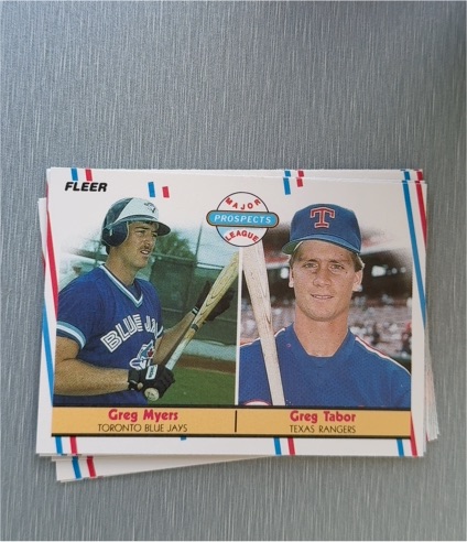 1987 Fleer Major Prospects Greg Myers / Greg Tabor — front