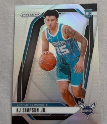 2024-25 Panini Prizm #247 KJ Simpson Jr. Silver Prizm Rookie Charlotte Hornets — front