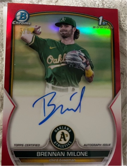2023 Bowman Chrome #CPA-BME Brennan Milone — front