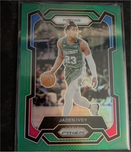 2023-24 Panini Prizm #52 Jaden Ivey Green Prizm Detroit Pistons — front