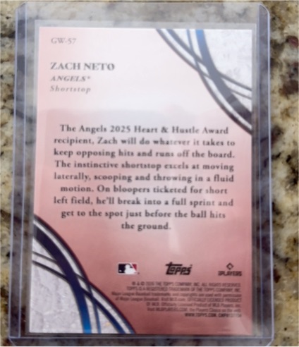 2026 Topps Series 2 Baseball Glove Work GW-57 Zach Neto — front