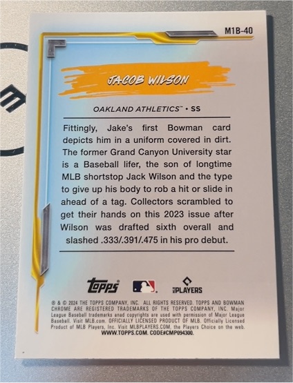 2023 Topps Bowman #M1B-40 Jacob Wilson — front