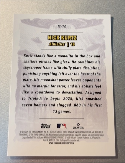 2025 Topps #IT-16 Nick Kurtz — front