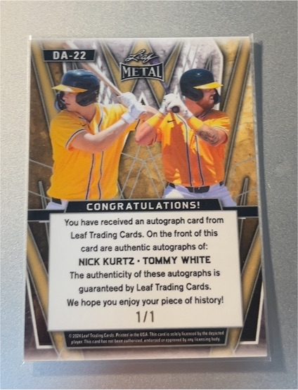 2024 Leaf Metal DA-22 Nick Kurtz & Tommy White Dual Autograph — front