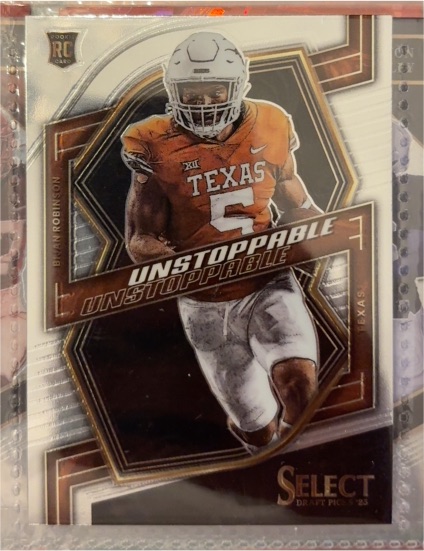 2023 Panini Select Draft Picks Unstoppable #UN-5 Bijan Robinson — front