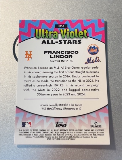 2026 Topps Ultra Violet All-Stars #UV-8 Francisco Lindor — front