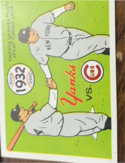 1970 Fleer Laughlin #29 1932 Series Yankees vs Cubs Lou Gehrig Babe Ruth — front