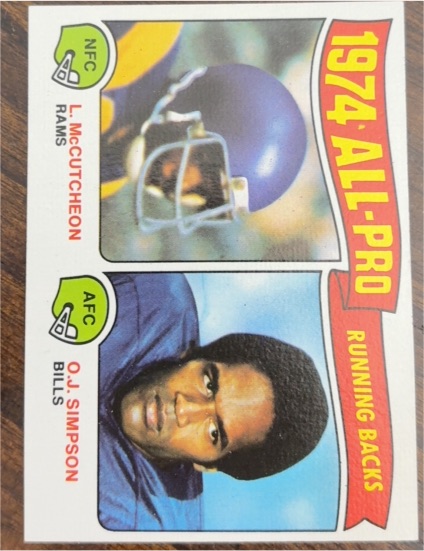 1975 Topps #209 All-Pro Running Backs O.J. Simpson / Lawrence McCutcheon — front