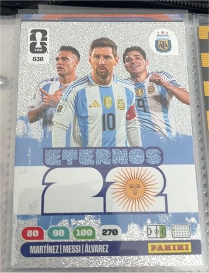 2026 Panini Adrenalyn XL FIFA World Cup #630 Messi / Alvarez / Martinez — front