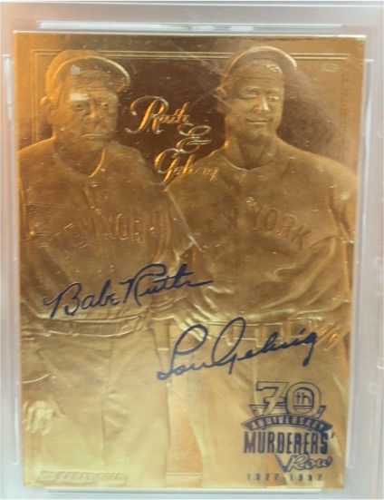 1997 Bleachers 23KT Gold #1 Babe Ruth/Lou Gehrig — front