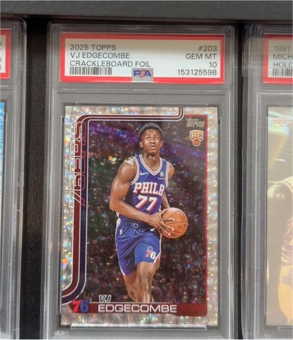 2025 Topps #203 VJ Edgecombe Crackleboard Foil Rookie — front