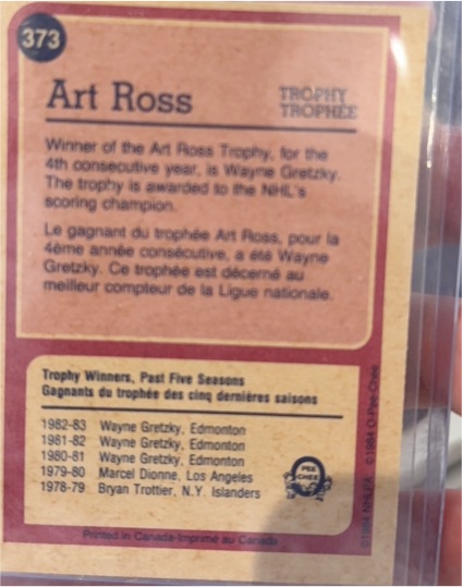 1984-85 O-Pee-Chee #373 Wayne Gretzky Art Ross Trophy — front