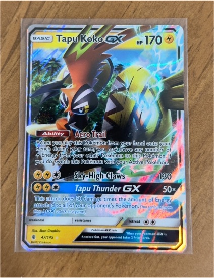2017 Pokémon SM Guardians Rising #47 Tapu Koko GX — front
