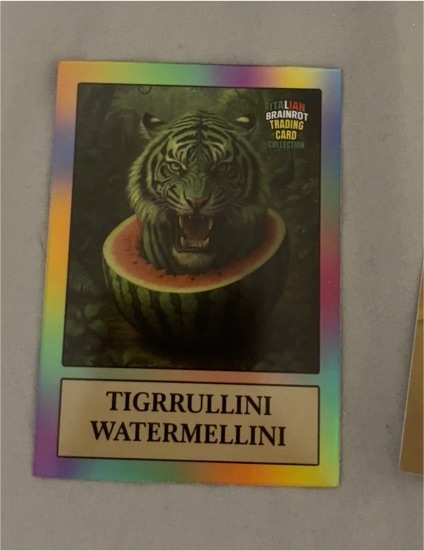 2025 Khadou Italian Brainrot Trading Card TIGRRULLINI WATERMELLINI — front