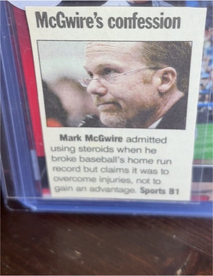 Mark McGwire Confession Newspaper Clipping — front