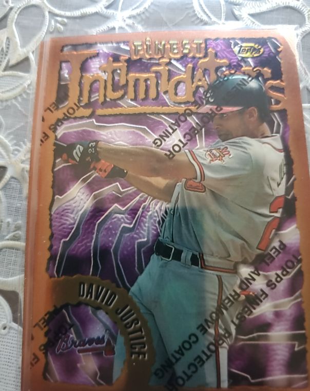 1996 Topps Finest Intimidators #56 David Justice — front